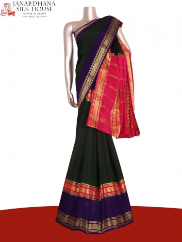 Pure Contrast Mysore Crepe Silk Saree